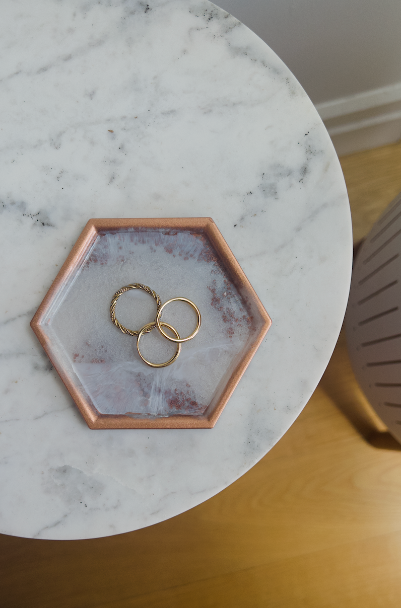 Unique Pink & Copper Resin Ring Dish